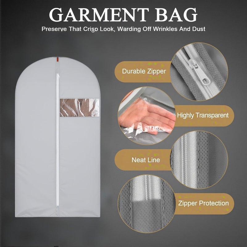 JOLYEAK 47-Inch Garment Bags Covers,Hanging Clothes Bag, Suit Cover Bags with Clear Window for Hanging Closet Clothes Storage and Travel (Gray-47Inch) - Image 4